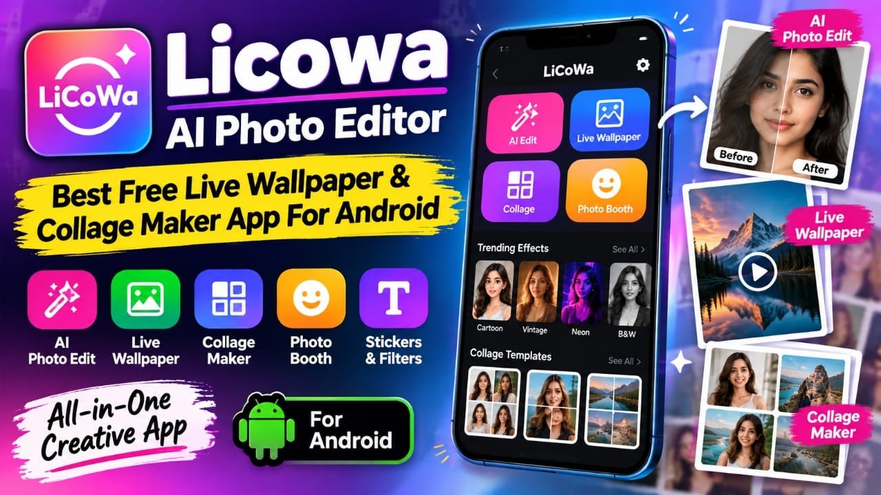 Licowa AI Photo Editor: Free Photo Editing, Live Wallpaper & Collage Maker for Android