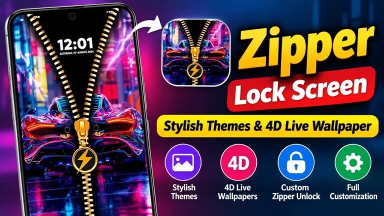 Zipper Lock Screen & Wallpaper: Stylish Themes and 4D Live Wallpapers