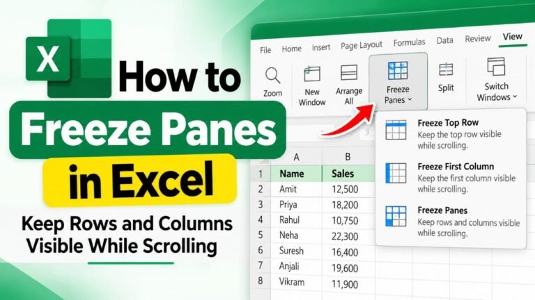 How to Freeze Panes in Excel: Keep Rows and Columns Visible While Scrolling
